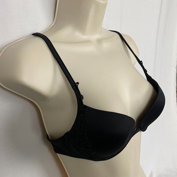 Vintage Wonderbra Bra 34B Black Padded Pushup Underwire Add a Cup 90s Y2K 7668 - Picture 4 of 11